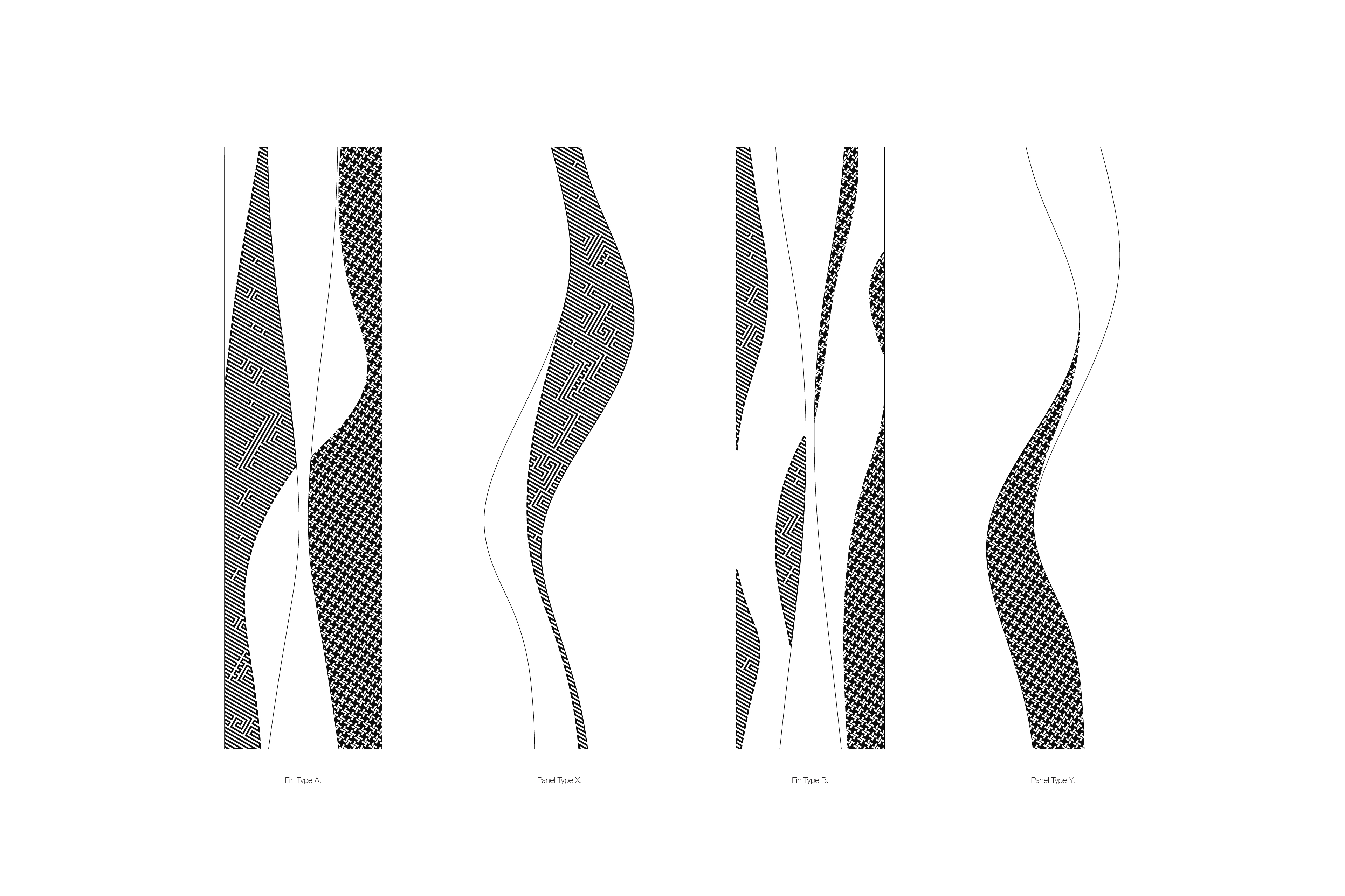 Diagram of the Digitally Fabricated Milled Components of the Bookshelf, Volta, An Investigation of Perceptual Dissonance via Disjunct Pattern and Shape, J.Travis Bennett Russett